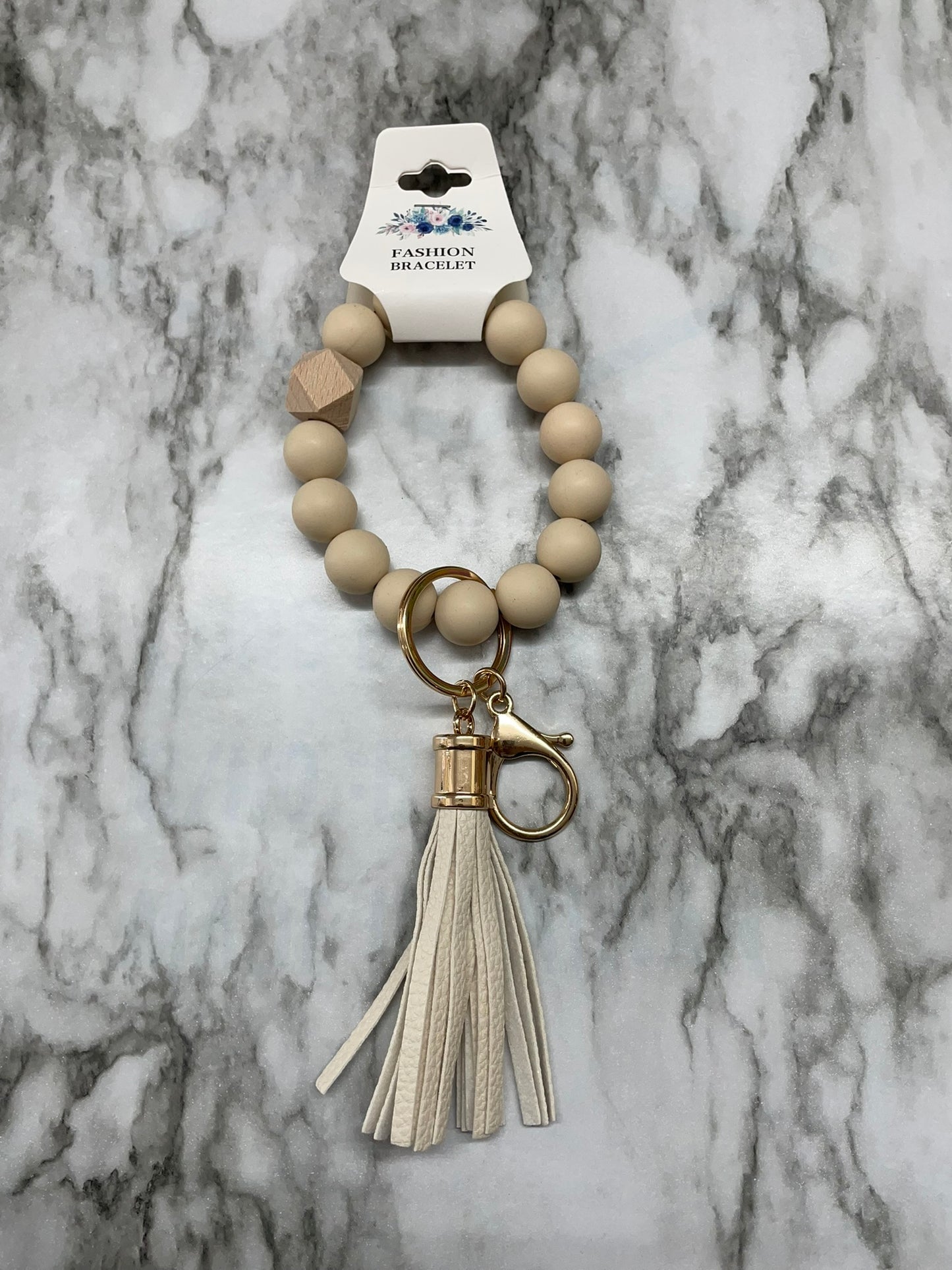 Cream Clay Bead Wristlet