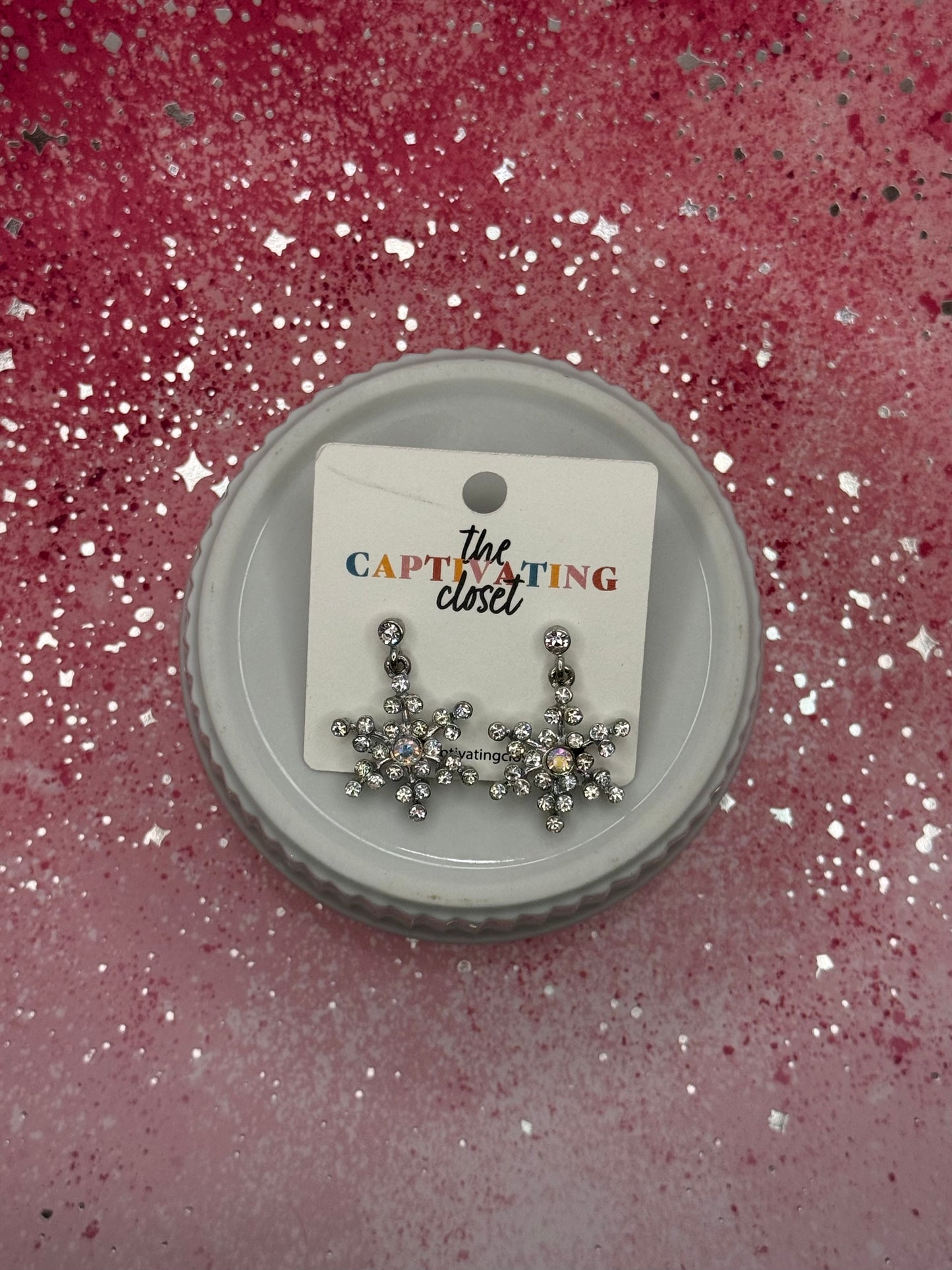 Rhinestone Snowflake Dangle Earring