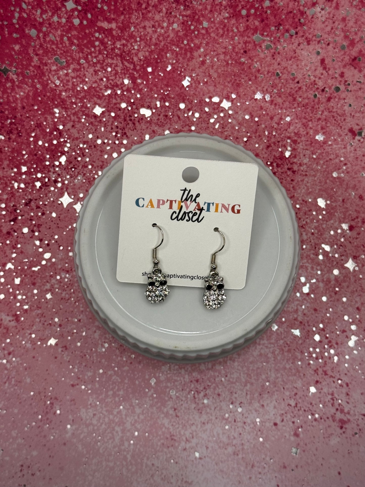 Owl Rhinestone Dangle Earring