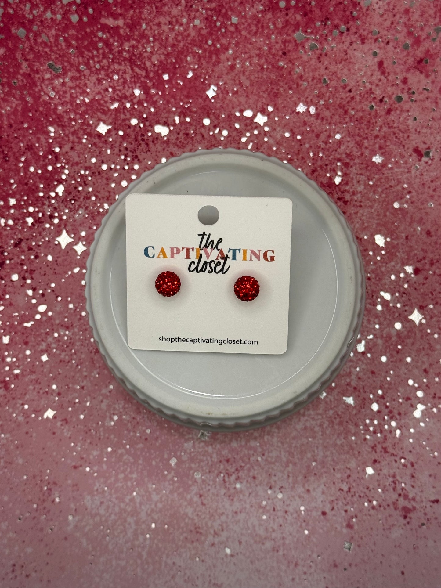 Red Rhinestone Stud Earring