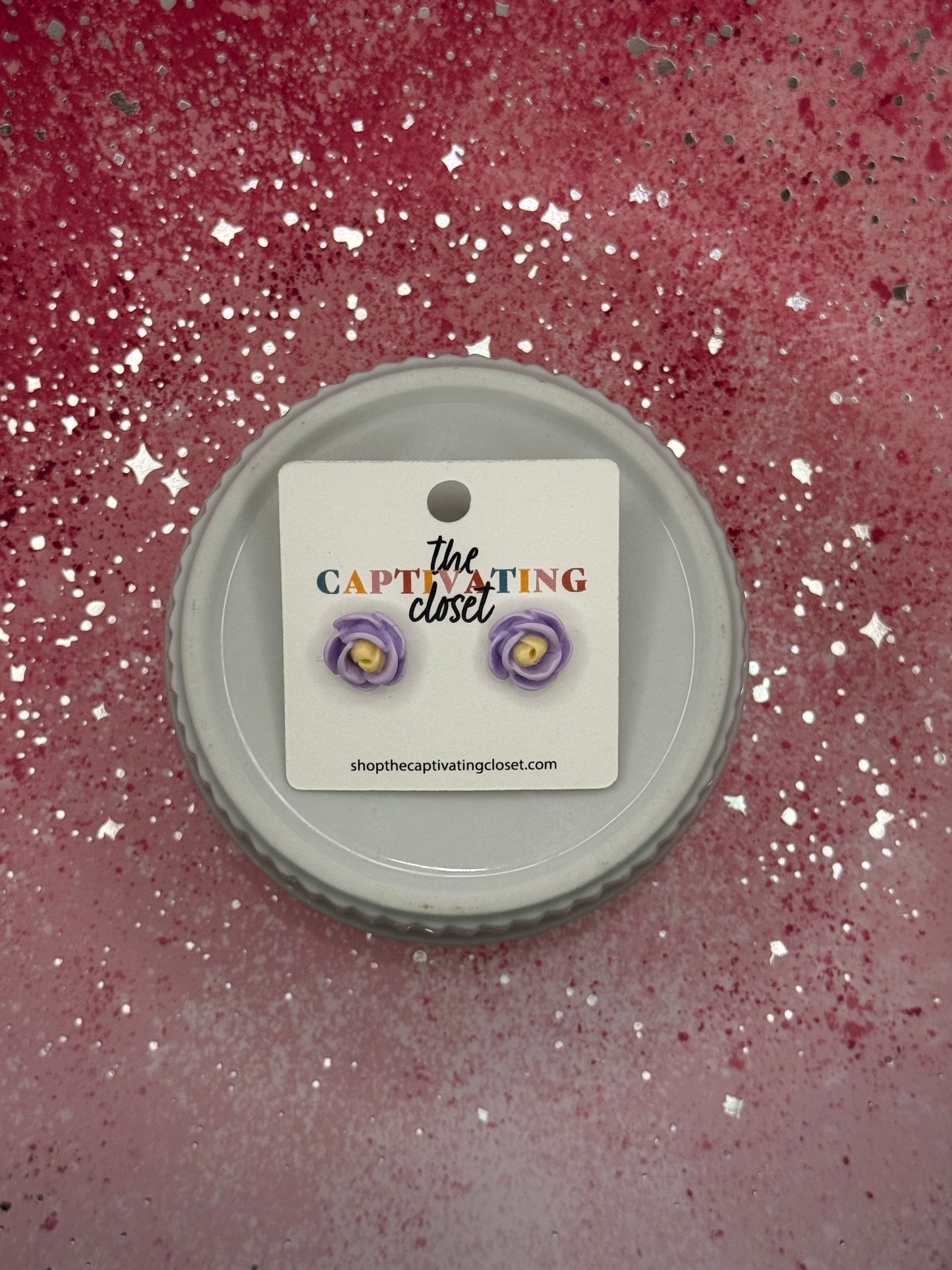 Purple Flower Stud Earrings
