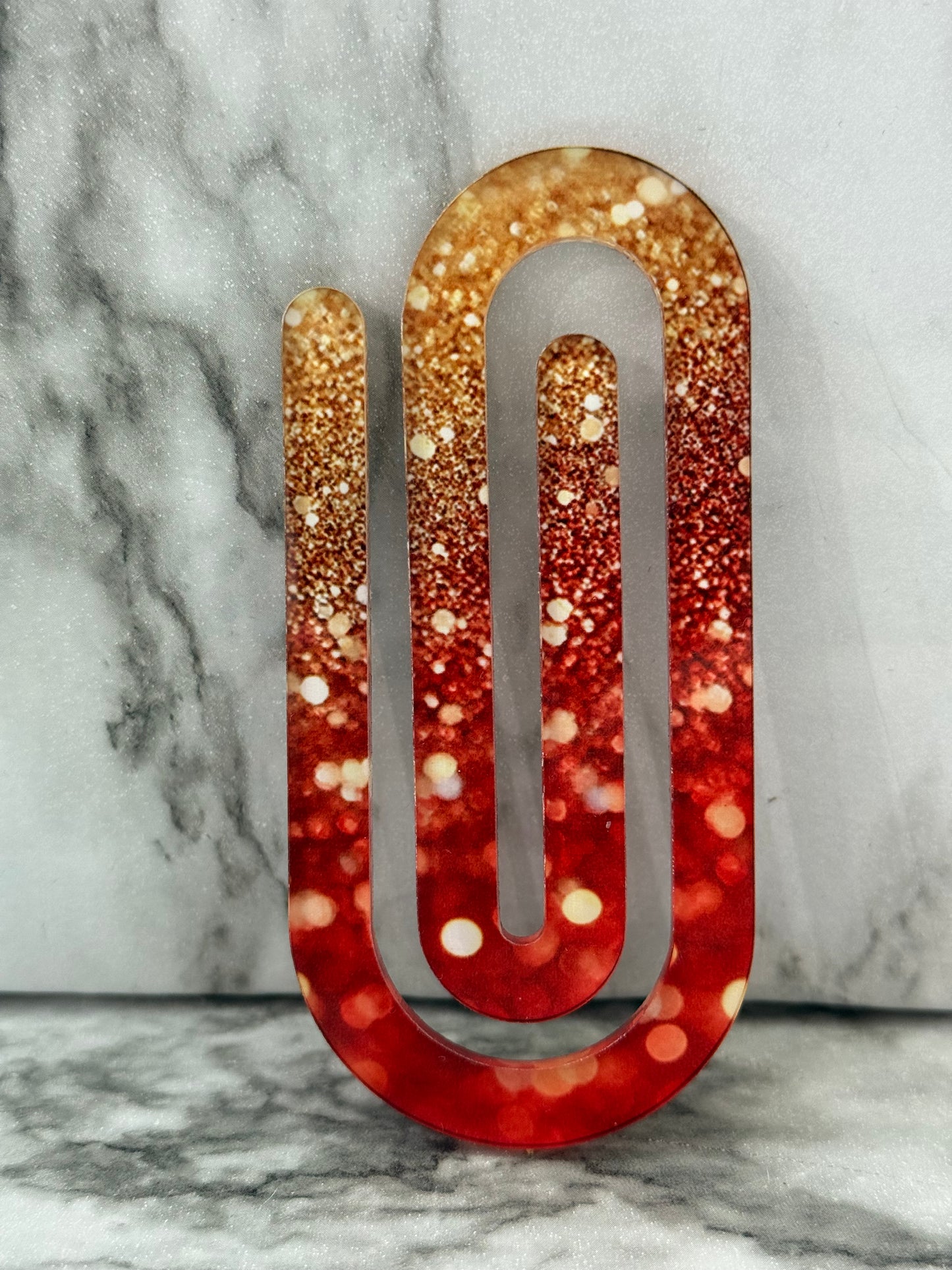 Jumbo Paperclip - Red & Gold Sparkle