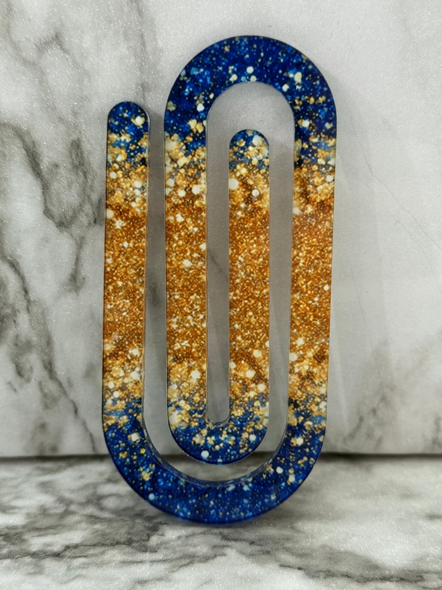 Jumbo Paperclip - Navy & Gold Sparkle