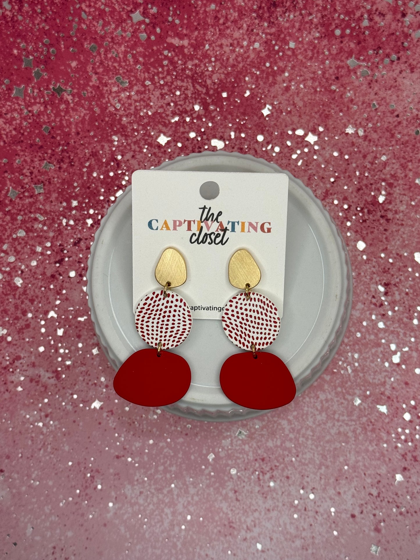Red Tiered Dangle Earring