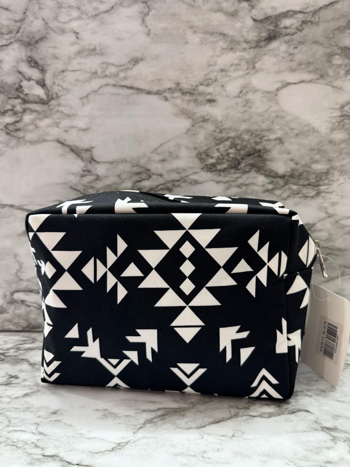 Black w/ White Aztec Zippered Bag