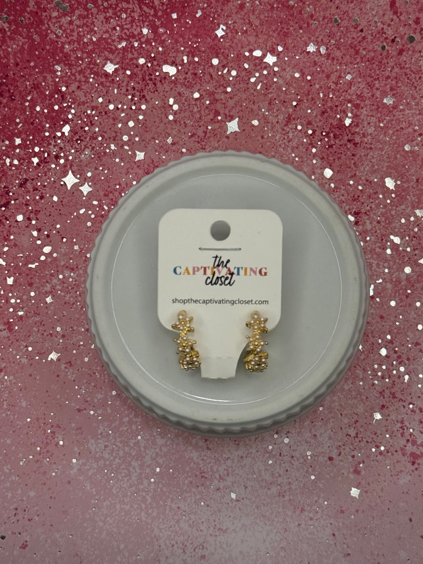 Gold Star w/ Pearls Hoop Earring