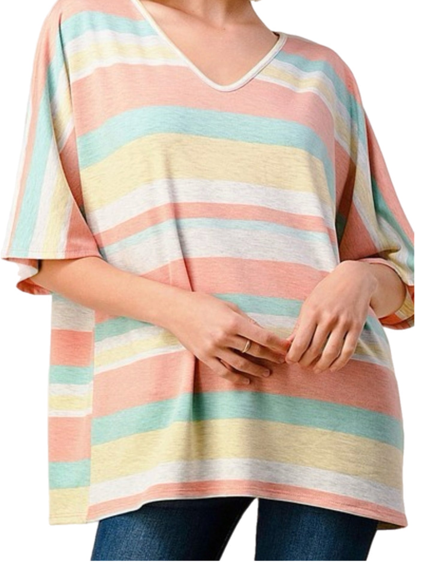 Multicolor Stripe Boxy Top