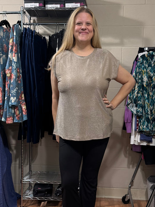 Taupe Sparkly Stretchy Top