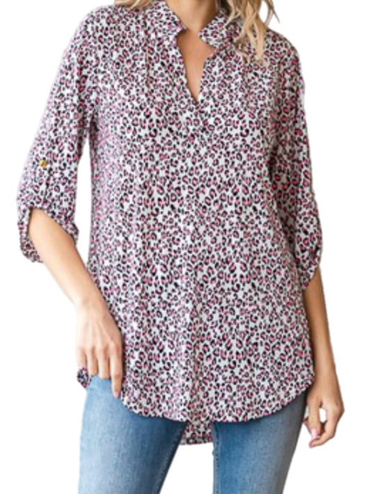 Pink Cheetah 3/4 Sleeve Top
