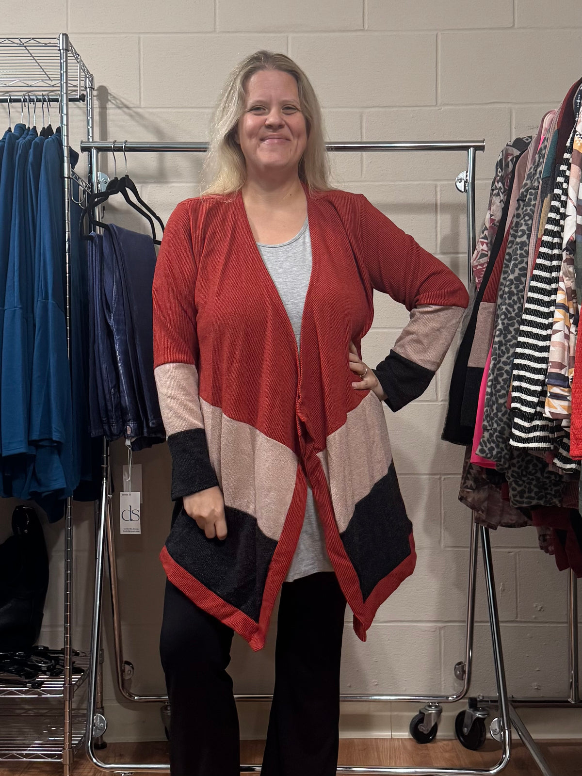 Black Rust & Tan Color Block Cardi
