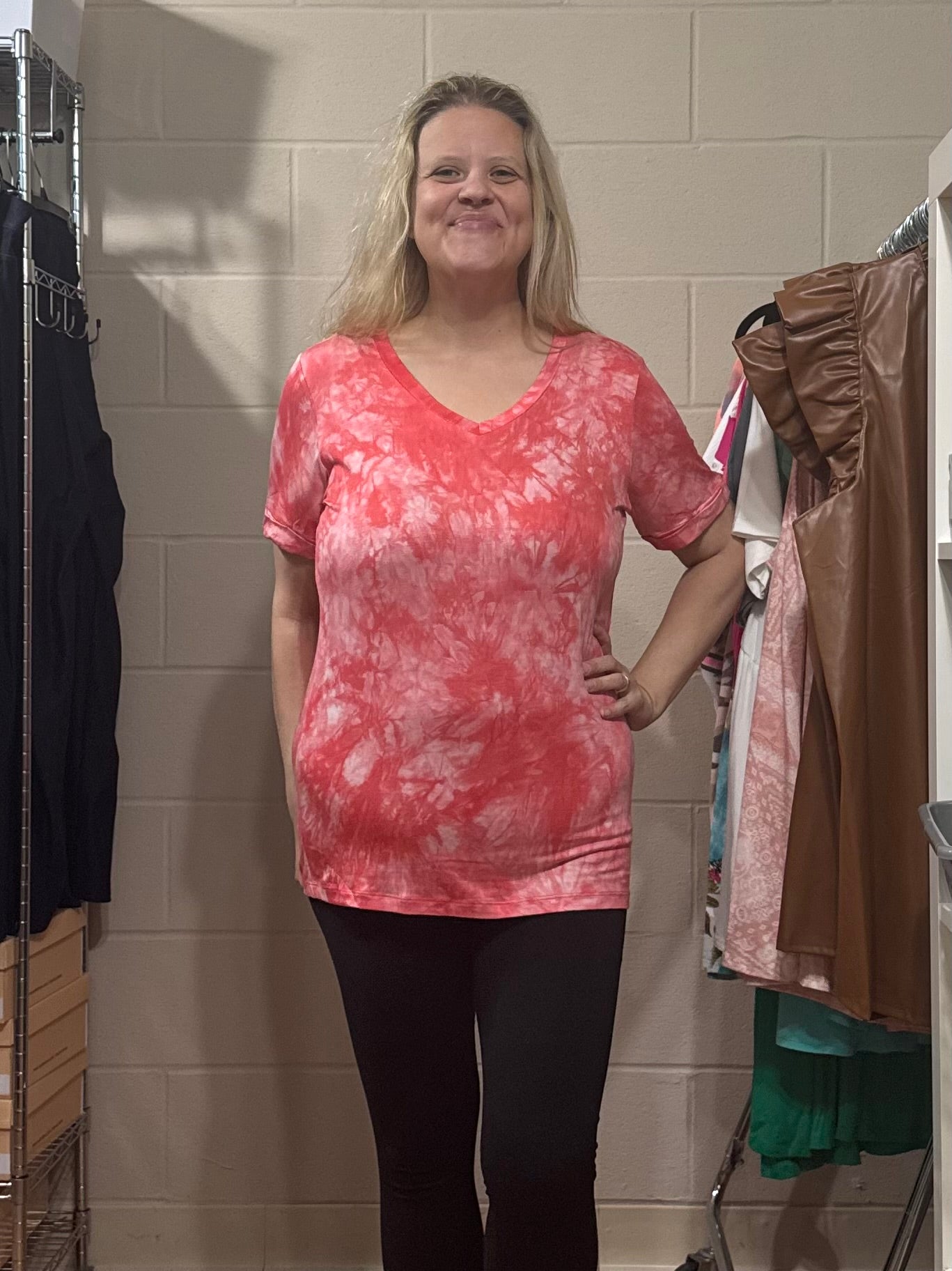 Red Tie Dye Stretchy Tee