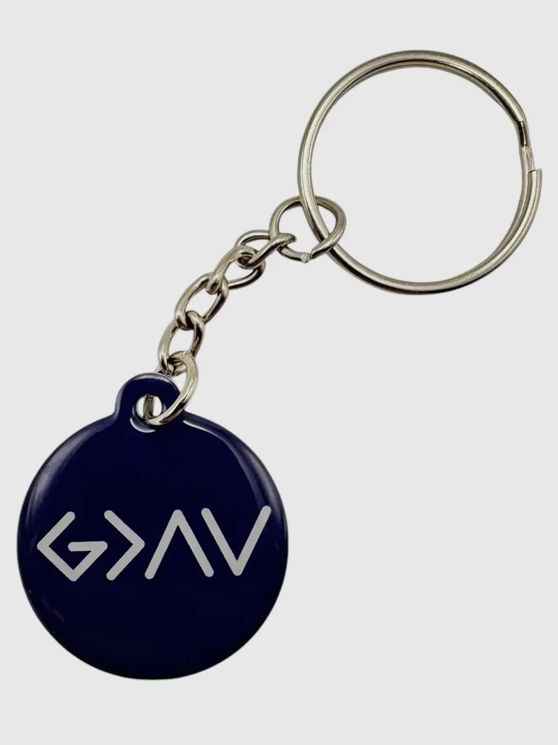 Navy God Is Greater Versible Keychain