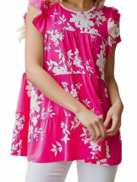 Pink Tiered Babydoll Top