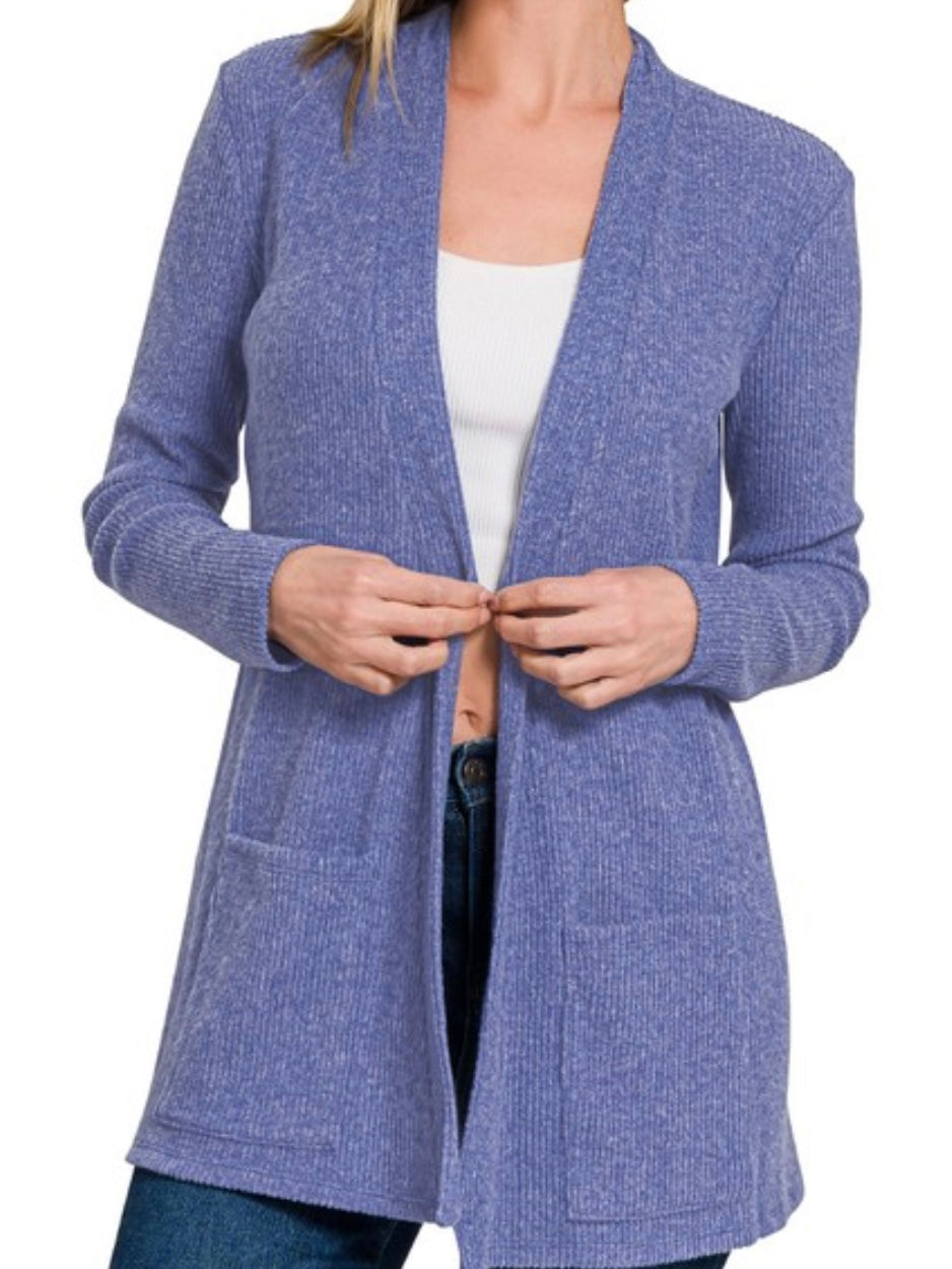Blue Ribbed Cardigan