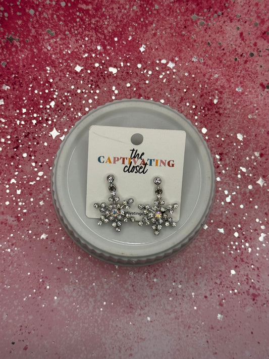 Rhinestone Snowflake Dangle Earring
