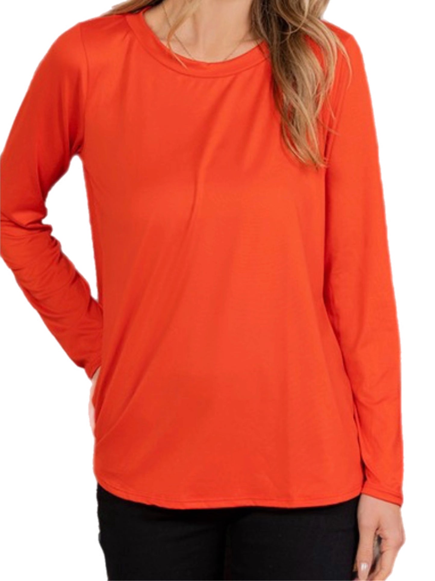 Red-Orange Long Sleeve Top