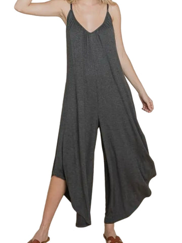 Charcoal Gray Wide-leg Jumpsuit