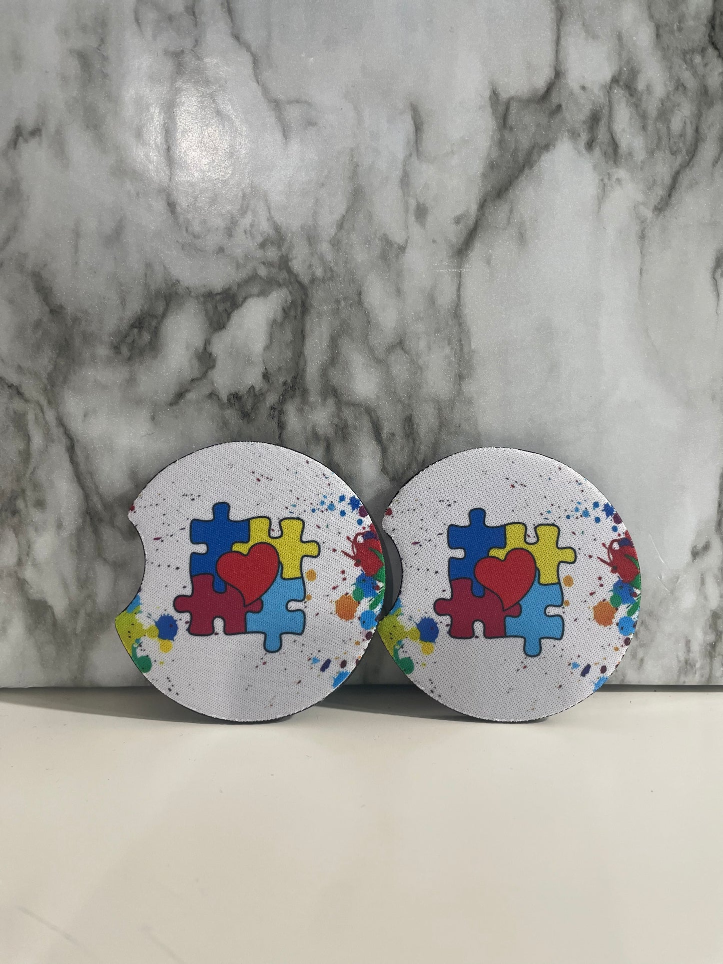 Puzzle w/ Heart Neoprene Coaster Set