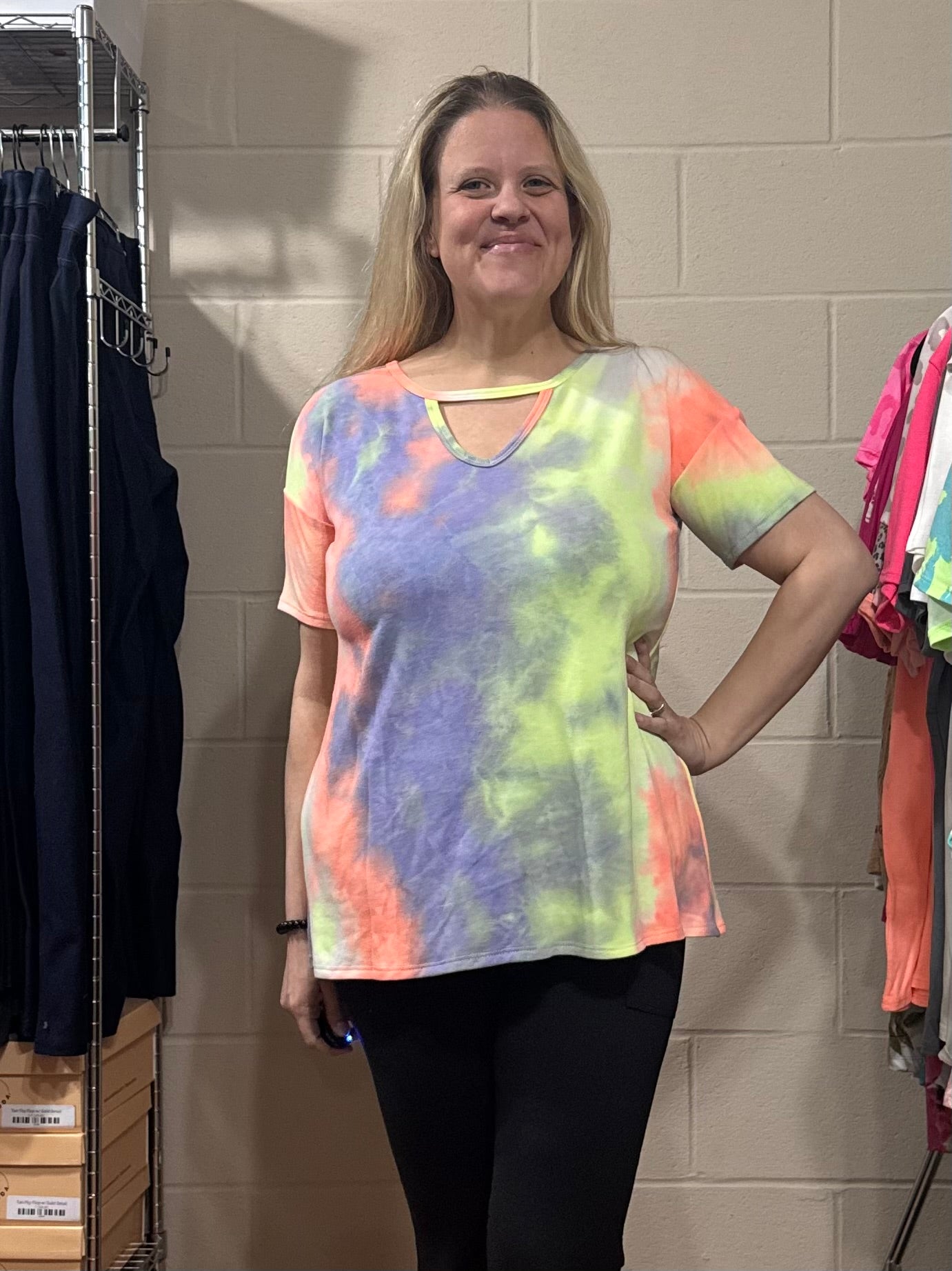 Tie Dye Top w/ Keyhole