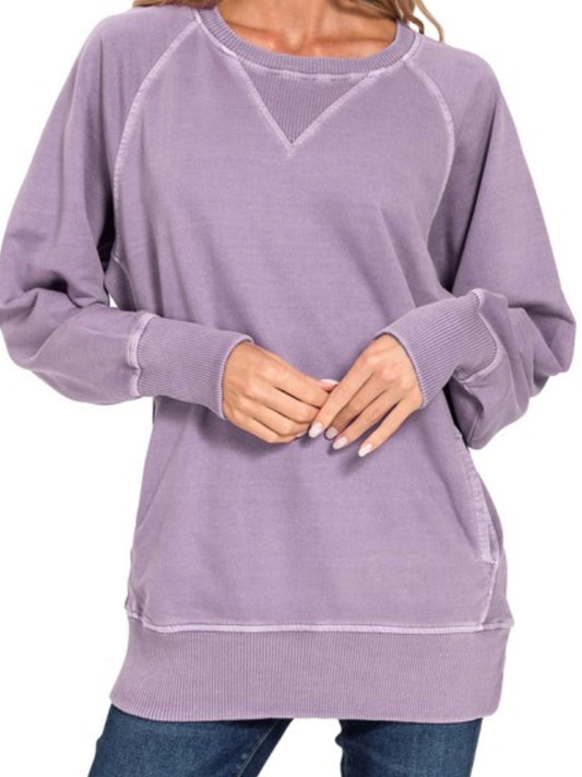 Purple Crew Neck w/ Pockets