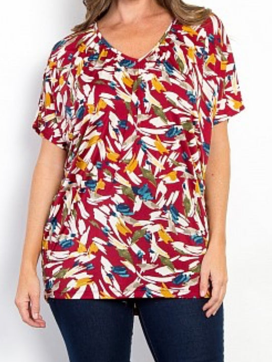 Burgundy Abstract Top