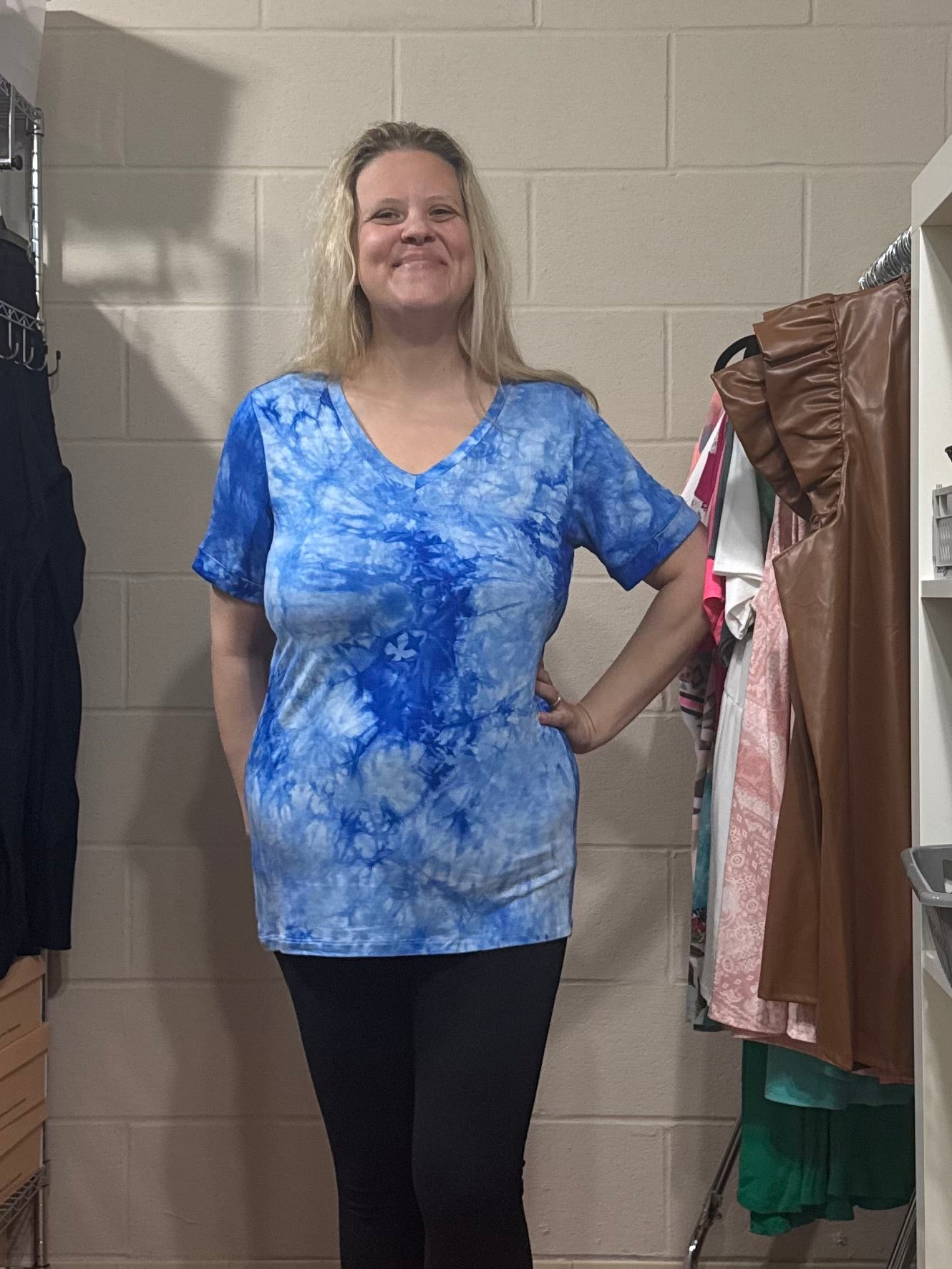 Blue Tie Dye Stretchy Tee