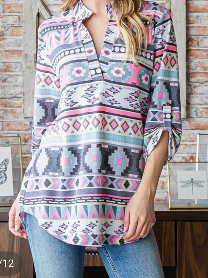 Soft Knit Aztec Lizzy Top