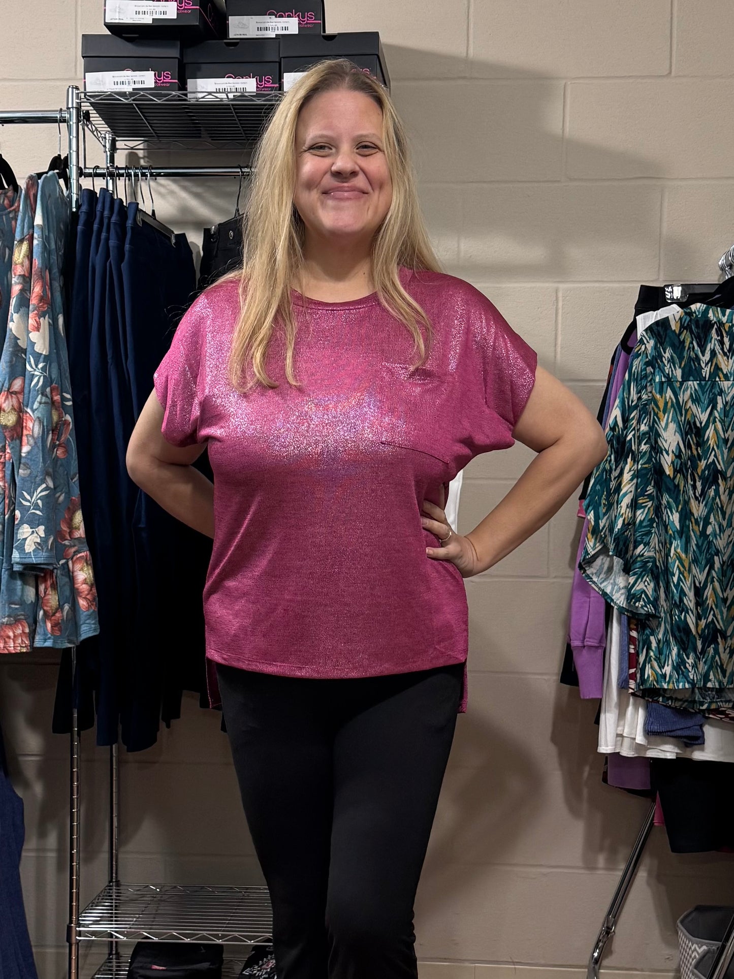 Pink Sparkly Pocket Tee