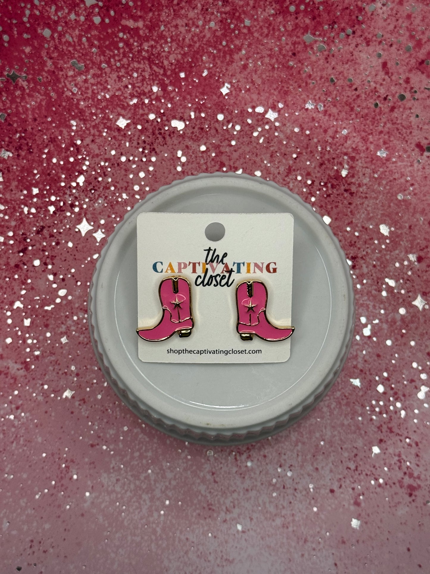 Pink Cowboy Boots Earrings
