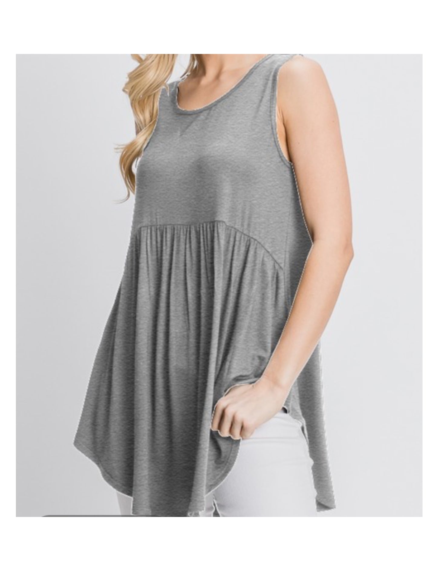 Heathered Gray Baby Doll Tank