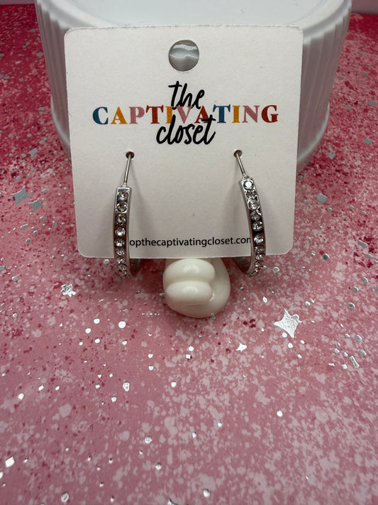 Sparkly Silver Hoop Earrings