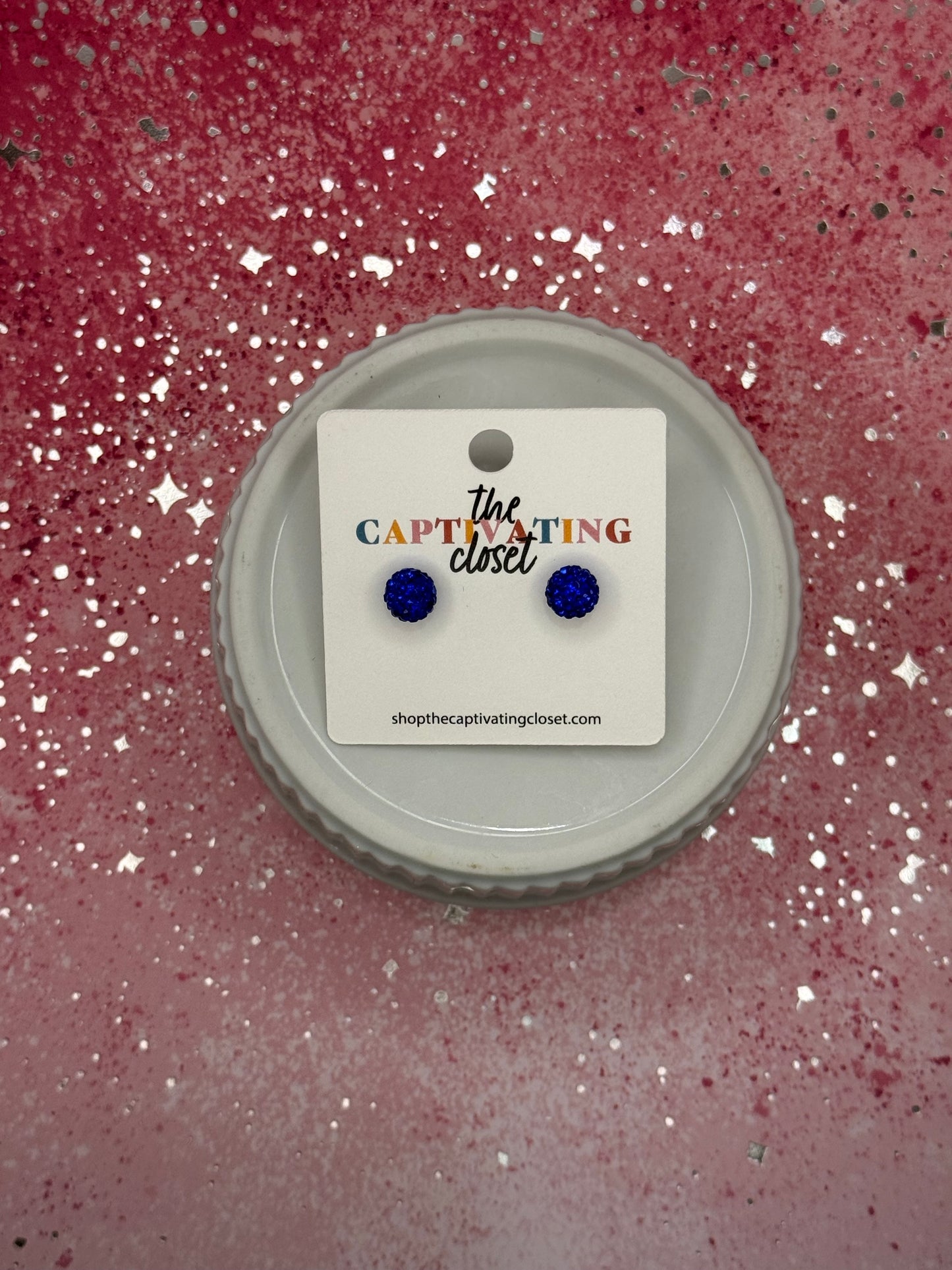 Blue Rhinestone Stud Earring