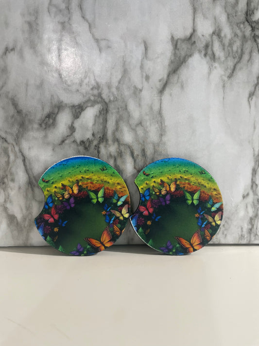 Colorful Butterfly Neoprene Coaster Set