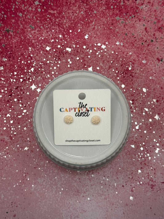 Small Cream Druzy Stud Earrings