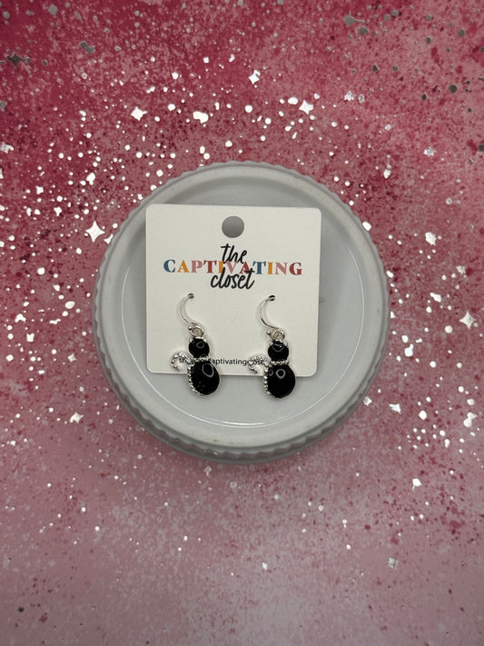 Black Cat w/ Rhinestone Detail Dangle Earring