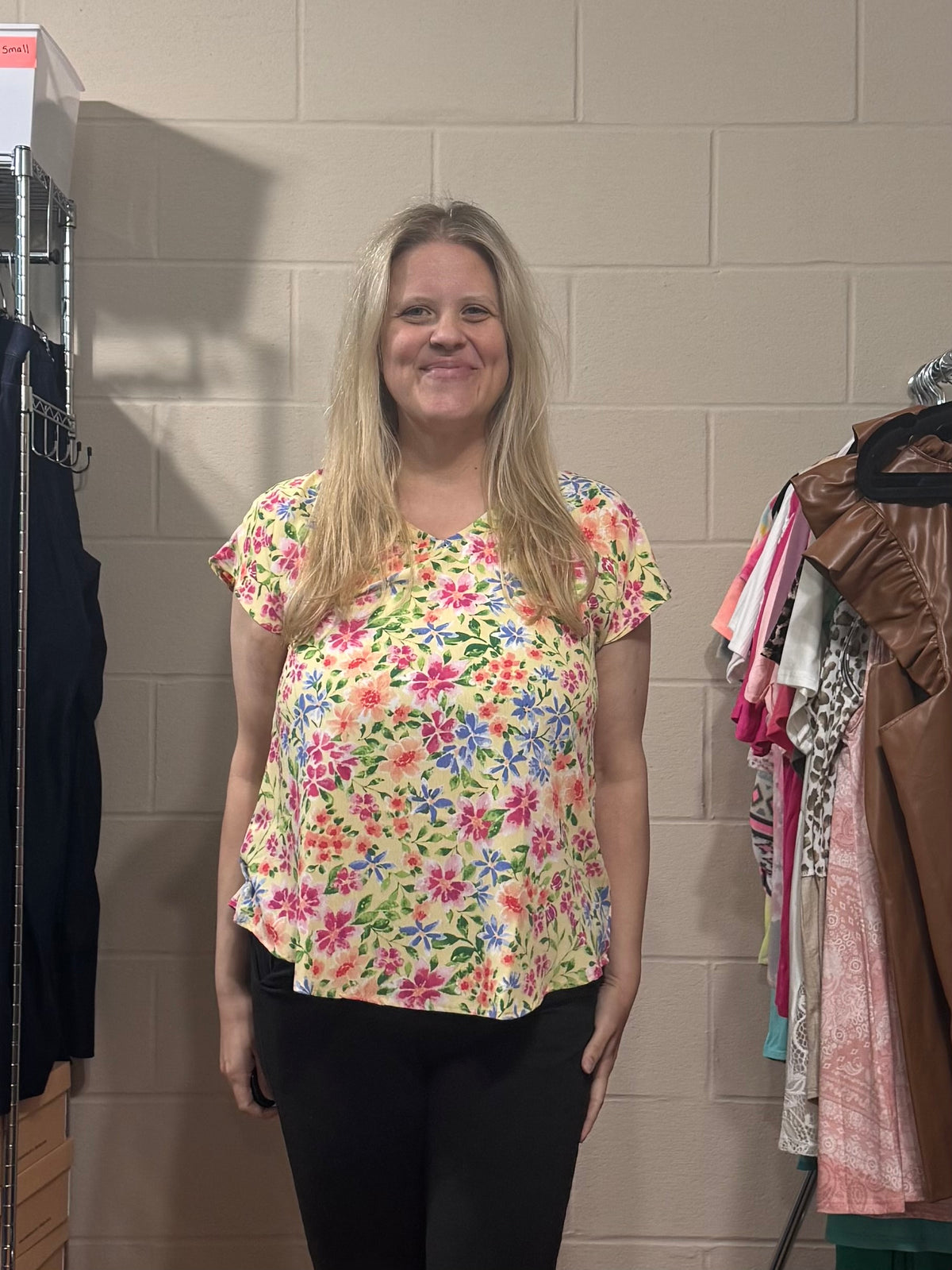 Yellow Floral Woven Top
