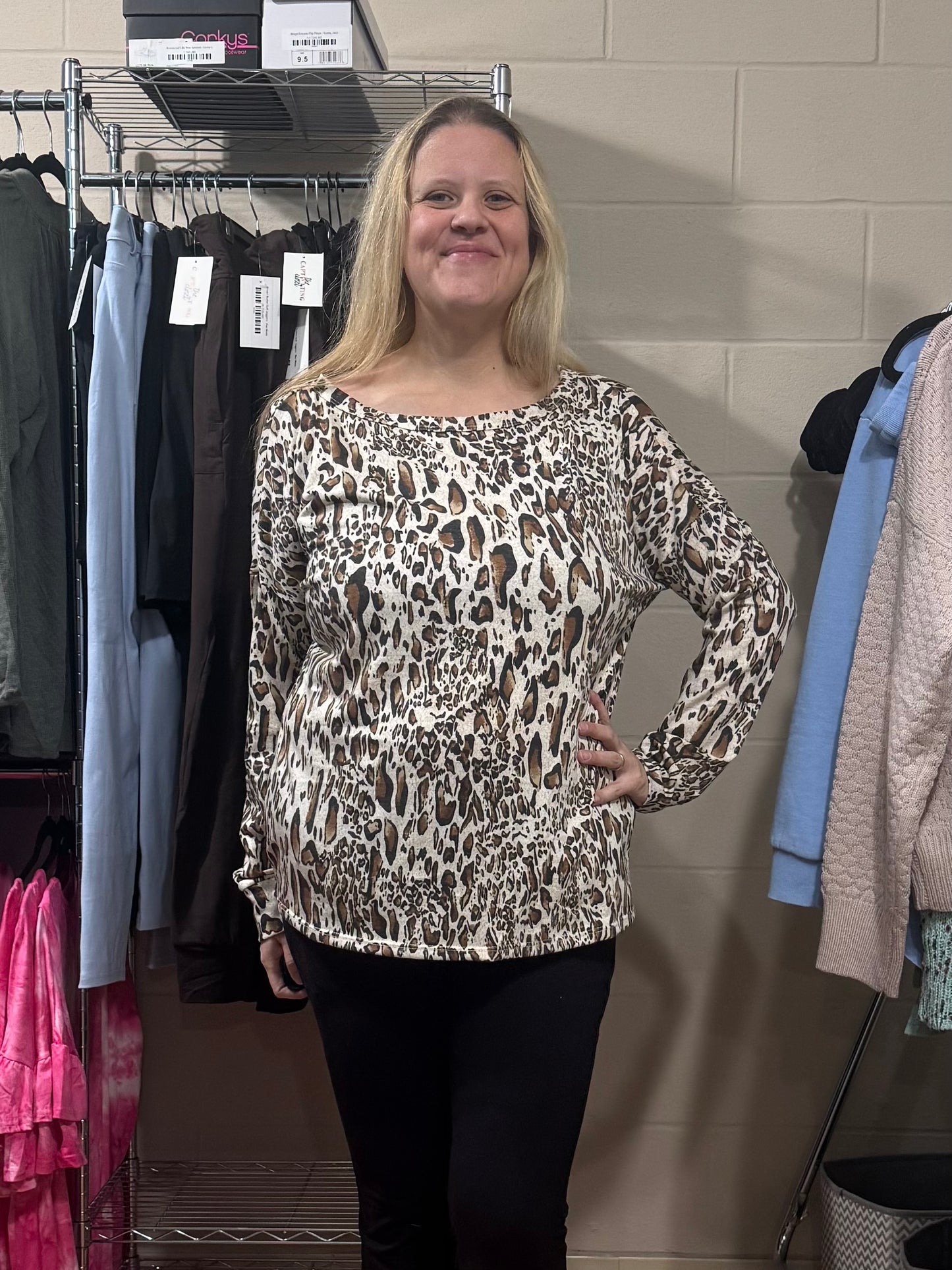 Leopard Top w/ Open back Detail