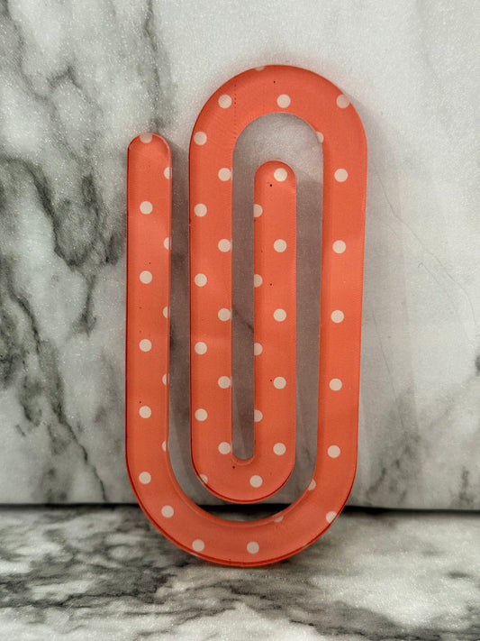 Jumbo Paperclip - Orange Polka Dots
