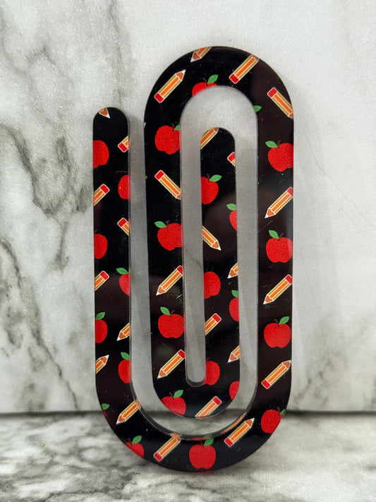 Jumbo Paperclip - Apples & Pencils