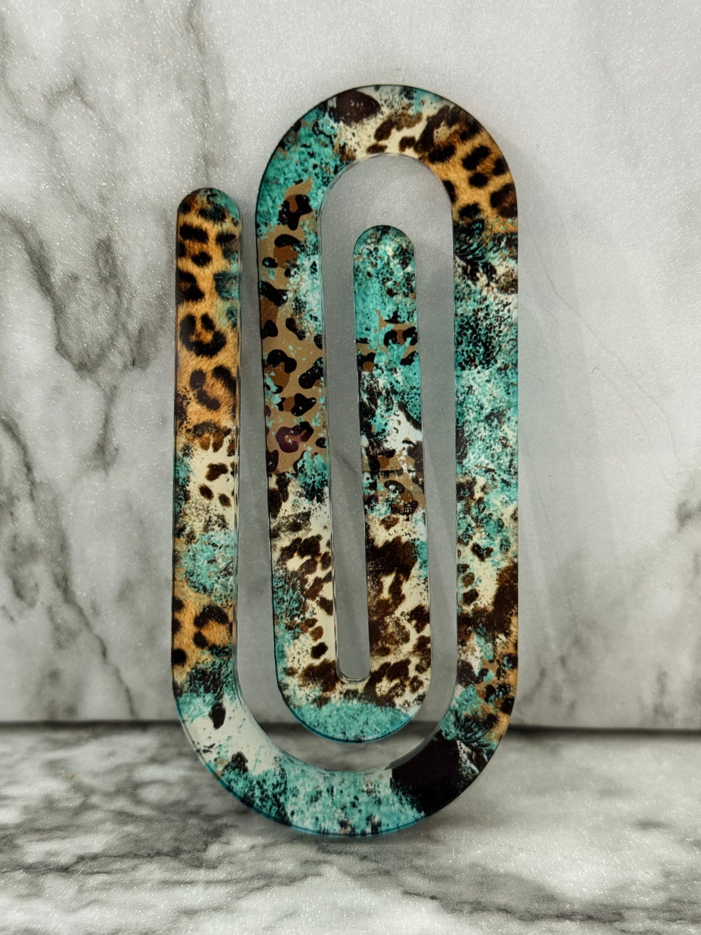 Jumbo Paperclip - Turquoise Cheetah