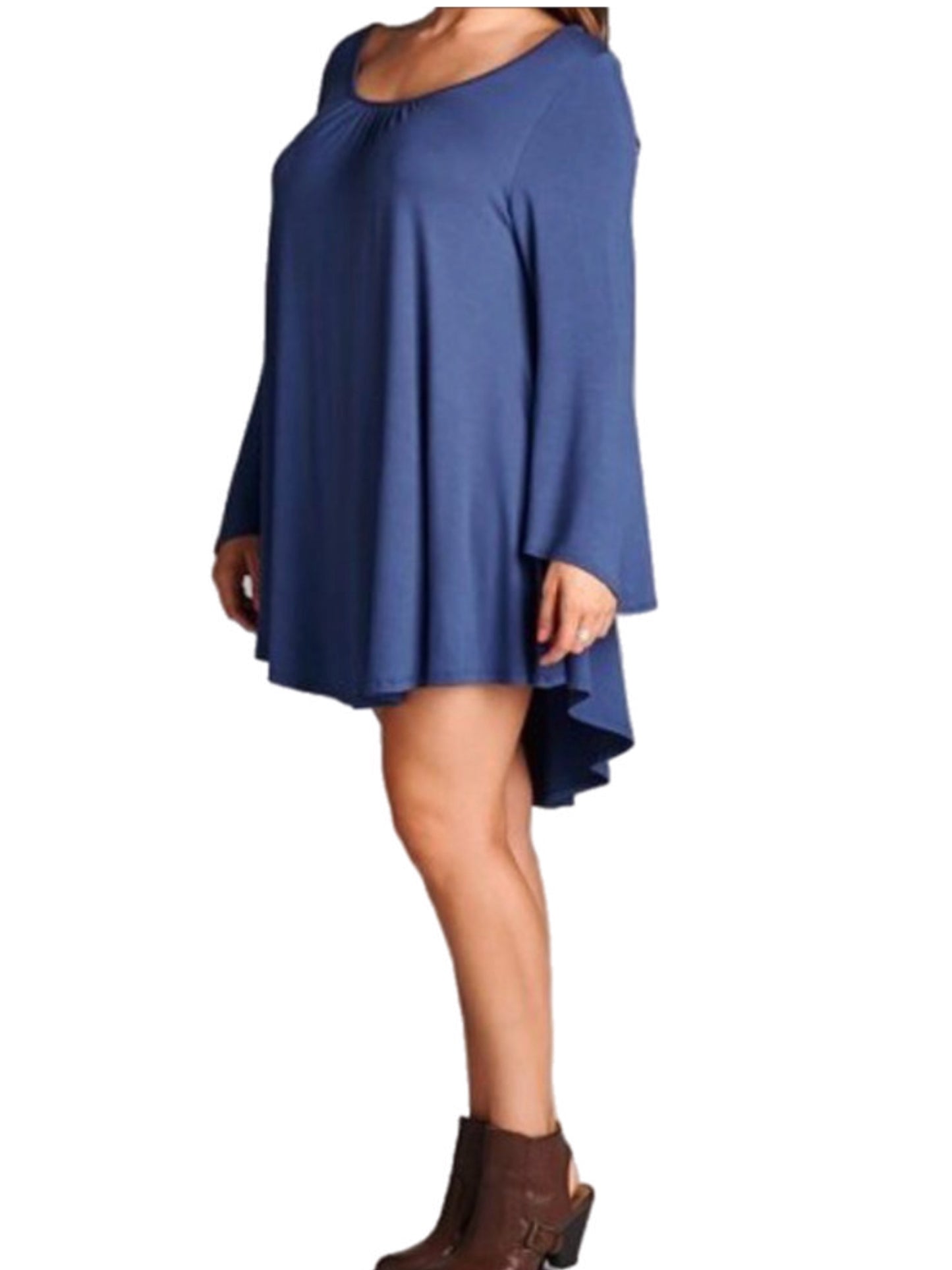 Blue Tunic w/ Tie-Back & Slit Sleeves