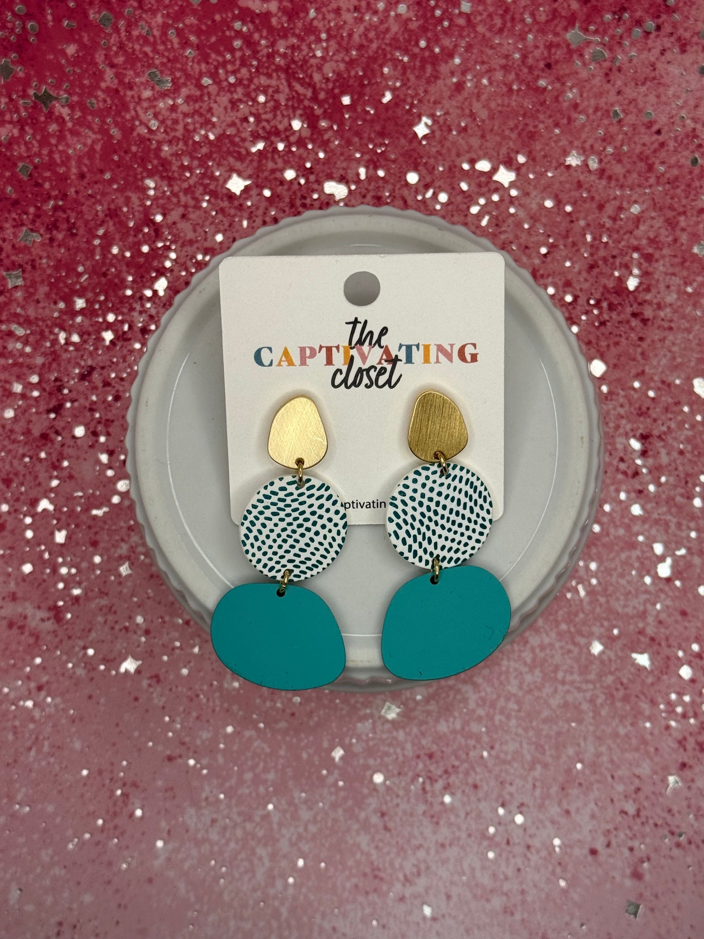 Teal Tiered Dangle Earring