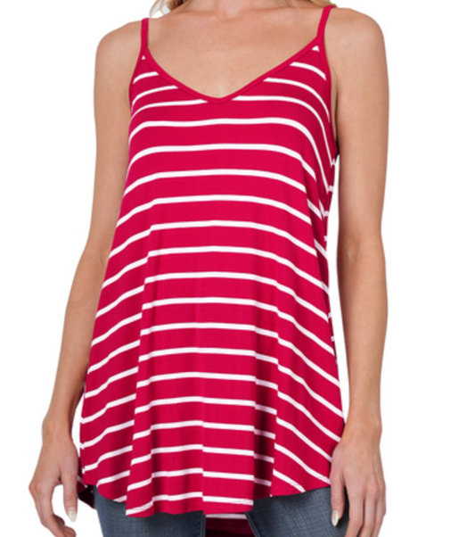 Burgundy Stripe Reversible Tank Top