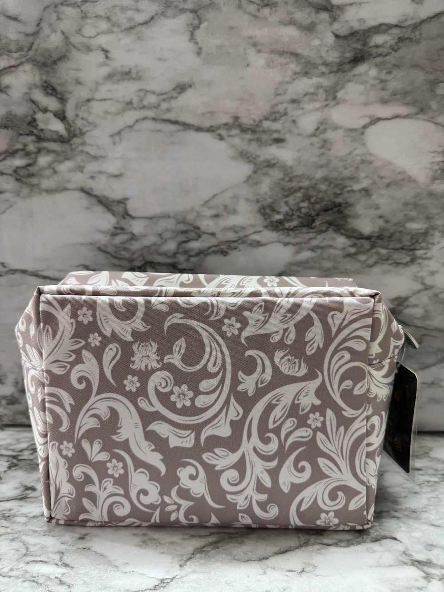 Tan & White Paisley Zippered Bag